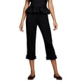 thumbnail image 1 of Pantalones capri para mujer, cintura elástica, largo 3/4, lisos/de lunares, cortos, para uso diario informal., 1 of 9
