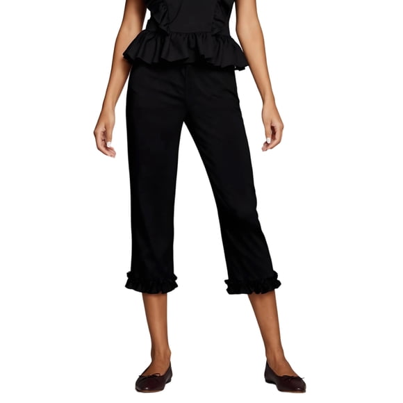 Pantalones capri para mujer, cintura elástica, largo 3/4, lisos/de lunares, cortos, para uso diario informal.