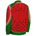 thumbnail image 6 of Watermelon Red And Bright Baseball Jersey Fashion Ribbed Sleeve Man Women's Jacket Motion Tops XXS-6XL, 6 of 7