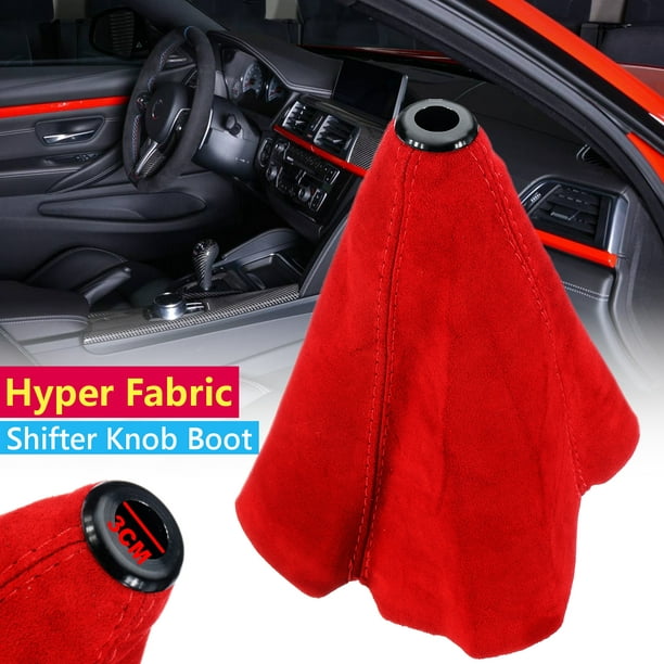 Pommeau de levier de vitesse Racing Hyper Fabric Shifter Boot Cover MT/AT  Red Stitches Universal 