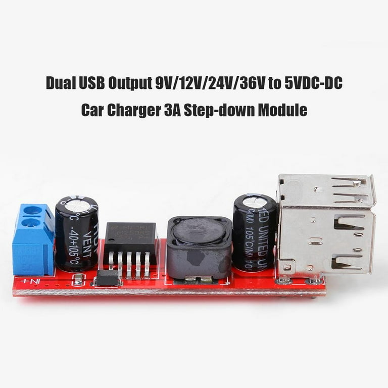 Dual prise USB + Câble de connexion - 12V/24V - 5V/3.1A - PUSB1-R - Rouge -  Convient