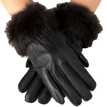 GPCT Unisex Leather Winter Warm Gloves Outdoor Windproof Soft Gloves ...