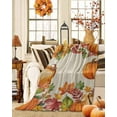 thumbnail image 2 of Fall Pumpkin Flannel Blanket for Bed,Travel and Camping, Watercolor Plant Super Soft Cozy Blanket for All Seasons 30"x40", 2 of 6