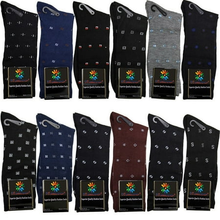 USBingoshop 12 Pairs Men's Polka Dot Fashion Cotton Casual Dress Socks Soft Crew Socks