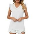 thumbnail image 4 of Mrat Lace Camisole Tops Women's Fashion V-Neck Easter Solid Color Loose Tops Blouse Sleeveless Seamless Tank Tops for Women S-406 White M, 4 of 9