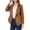 Camel Color, variant on Women Faux Suede Jacket Lapel Draped Open Front Cardigan Casual Trendy Suede Blazer Sky Blue L