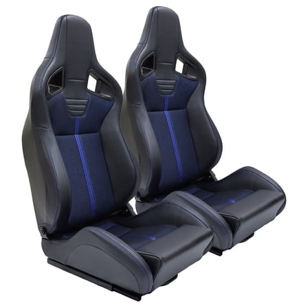 RACING SEAT , BUCKET SEATS, Acacia Wood,Black Blue   Memory Foam   Vinyl