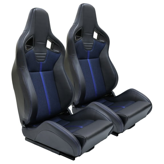 RACING SEAT , BUCKET SEATS, Acacia Wood,Black Blue   Memory Foam   Vinyl