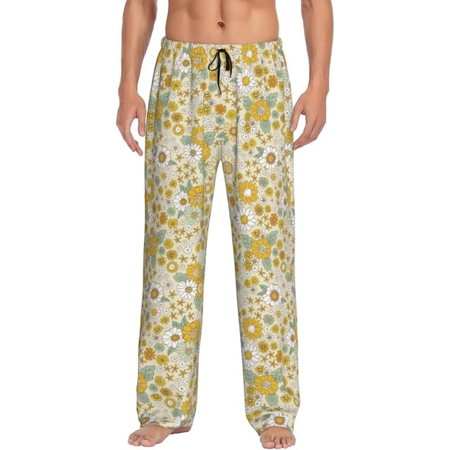 Fotbe Cute Sunflower Pantalones de Pijama para Hombre, Pantalones de Dormir, Pantalones de Casa con Cintura Ajustable y Bolsillos-Small
