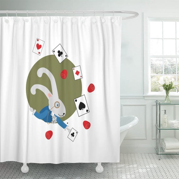KSADK Alice White Rabbit from Pops Out of Burrows and Holds Playing Adventures Shower Curtain Bathroom Curtain 60x72 inch