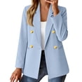 thumbnail image 3 of UDAUDU Blazer for Women Business Casual Double Breasted Long Sleeve Slim Fit Office Suit Jackets Work Outfits Blue 2XL, 3 of 7