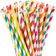 thumbnail image 1 of Pajitas de papel JAMW 200 piezas rayas para bodas fiestas restaurantes jugos café, 1 of 5
