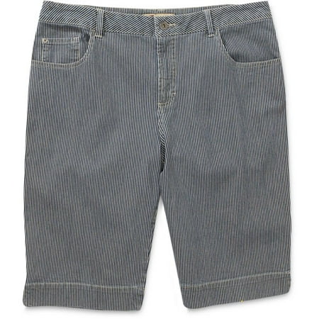 Faded Glory - Women's Plus Stripe Bermuda Shorts