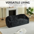 thumbnail image 4 of Leumius 87" Convertible Futon Sofa Bed, Corduroy Curved Boneless Couch with High Backrest, 2-in-1 Fold-Out Sleeper Sofa with Pull-out Couch Bed,Black-Round Pillow, 4 of 6