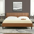 thumbnail image 2 of Aspen Vertical Tufted Headboard Platform Bed King Caramel Tan Brown Faux Leather, 2 of 5