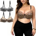 thumbnail image 2 of Feancey 2 Pack Push Up Bras for Women Lace Embroidered Plus Size Bra Semi See Through Underwire Brassiere Support Lift Up Bralettes White 3XL, 2 of 10