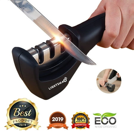 Kitchen Knife Sharpener - 3-Stage Knife Sharpening Tool Helps Repair, Restore and Polish (Best Home Knife Sharpening Kit)