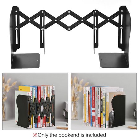 Winterworm Metal Decorative Bookends - Black, Set Of 2 - Simple Style Lengthways Vertical Book Pattern, Non-skid, Ideal For Home Office Study Book Shelf