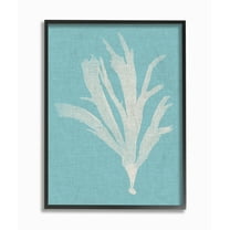 Stupell Industries Coral Seaweed Cyan White Beach Design Framed Wall Art by Vision Studio