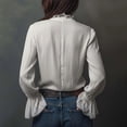 thumbnail image 5 of Endives Womens Long Sleeve Shirt Retro Staly Zip Front Blouse Cuffs Blouse Tops Spring Trendy White1, 5 of 7
