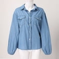 thumbnail image 6 of Denim Jeans Women's Shirts Full Sleeves Shirt Turn Down Collar Jeans Shirt plus Size Mini Skirt Dress Jacket Oversize Denim Jean Jacket Women Jean Jumpsuit for Women Oversize Button down Jackets Puffy, 6 of 8