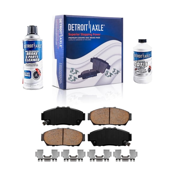 Detroit Axle - 4pc Front Ceramic Brake Pads with Hardware Set Replacement for 1993-1995 Honda Civic, 1994-2001 Acura Integra