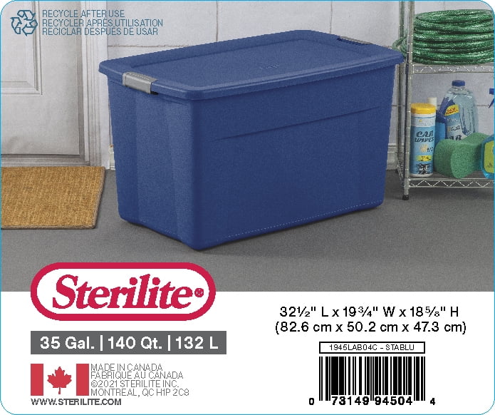 Sterilite 132L Latch Tote- Blue