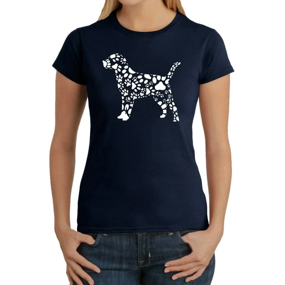 Women's Word Art T-Shirt - Dog Paw Prints