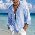 thumbnail image 2 of JAJAHO Mens Button Up Dress Shirts Striped Casual Beach Shirt Long Sleeve Lightweight Collared Summer Spring Formal Business Wear Cozy Tops, 2 of 4
