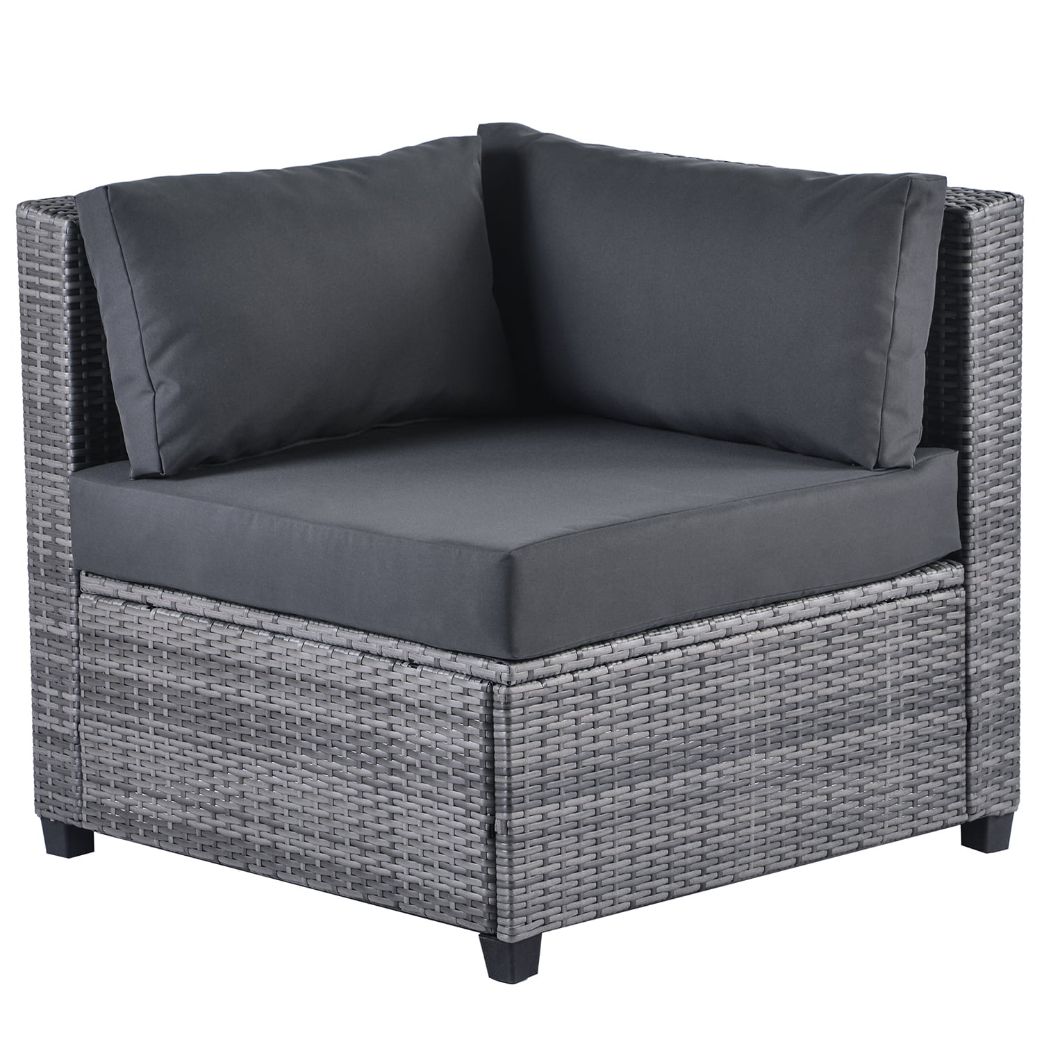 Kadyn 7 Piece Rattan Sectional Seating Group, Outdoor Conversation Sofa Set, Outdoor Ratten Sofa NEW with Cushions and Table, Gray