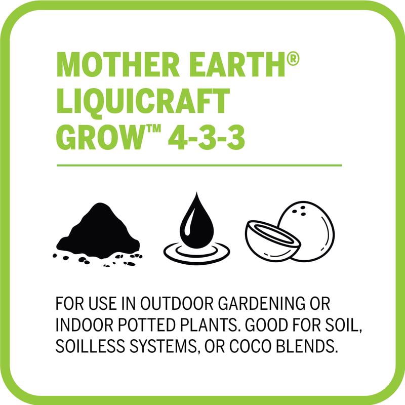 Mother Earth HGC733932 LiquiCraft Grow 4-3-3 Hydroponic Plant Nutrients 1 qt.