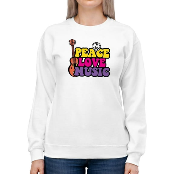 Peace Love And Music Hoodie Women -SPIdeals Designs, Female Large