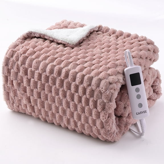 GARVEE Pink Turtle-Back-Shaped 3D Jacquard Fleece Heated Throw Electric Blankets,Overheat Protection
