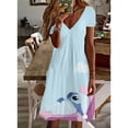 thumbnail image 3 of Vestido con estampado de Lilo y Stitch de Disney para mujer, largo hasta la rodilla, cuello en V, informal, elegante, diseño de moda, nuevo Y2K, verano 2024, 3 of 5