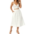 thumbnail image 2 of INSPIRE CHIC Women's Eyelet Boho Casual Skirt Elastic High Waist A-Line Cotton Embroidery Lace Beach Summer Midi Skirts S White, 2 of 6