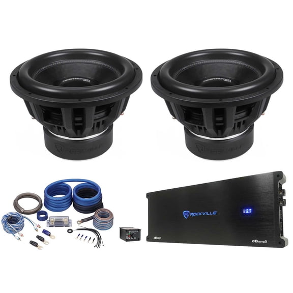 (2) Rockville Destroyer 15D1 15" Competition Car Audio Subwoofers Mono Amplifier