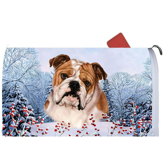Bulldog - Best of Breed Dog Breed Winter Berries Mail Box Cover