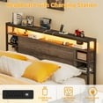 thumbnail image 6 of Aheaplus Full Size Bed Frame with Charging Station and RGB LED Lights, Sturdy Platform Bed with Storage Headboard, Solid Metal Slats, Noise Free, No Box Spring Needed, Easy Assembly,Black Oak, 6 of 7