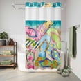 thumbnail image 6 of No Hook Shower Curtain, Colorful Flip Flops Shower Curtains for Bathroom with See Through Top Window, Summer Blue Beach Ocean Waterproof & Washable Bath Curtain Small Stall 36"x78", 6 of 9