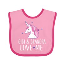 Inktastic Gigi and Grandpa Love Me Unicorn Grandchild Girls Baby Bib