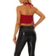 thumbnail image 3 of INSPIRAR CHIC Top sin mangas con flecos para mujer, brillante, con cuello halter y corsé, rojo, XL, 3 of 6