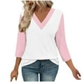 thumbnail image 2 of Womens Tops 2026 Dressy Casual Pleated Long Sleeve Tunics Tops to Wear with Leggings V Neck Work Blouse Pink S, 2 of 7