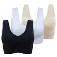 thumbnail image 2 of Monfince Women's Seamless Bra Ultra Comfort Soft Support Sleep Daily Leisure Invisible Wireless Bralette, 3 Packs, White, XL, 2 of 6