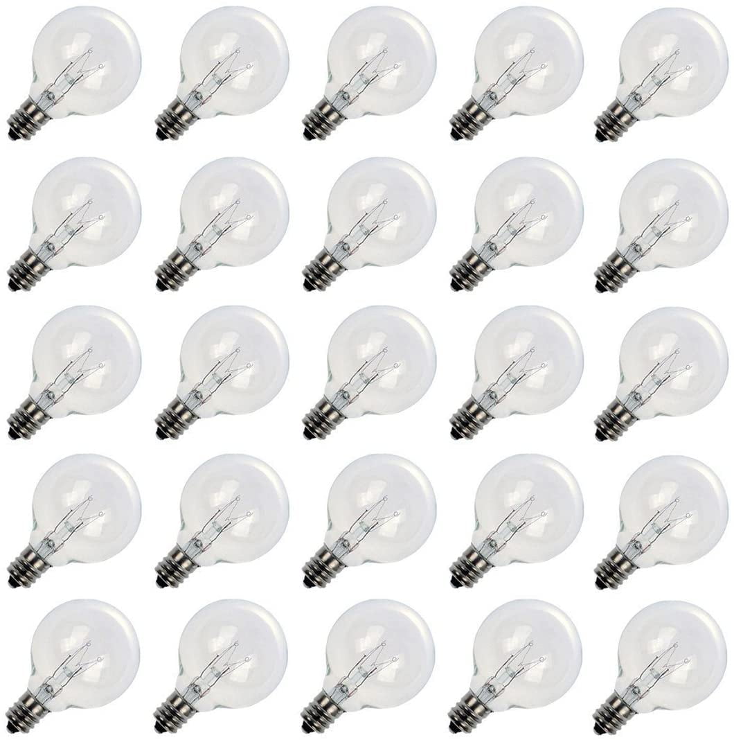 E12 Screw Base Light Bulbs, Moonflor Clear Globe G40 Replacement Bulbs 