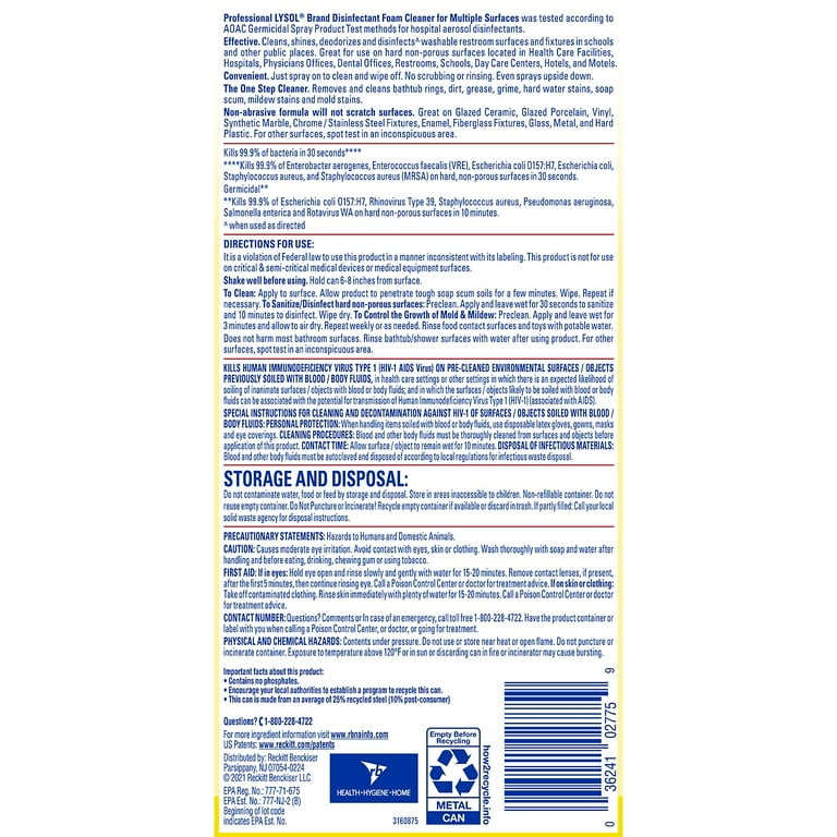 Lysol Disinfectant Spray Msds