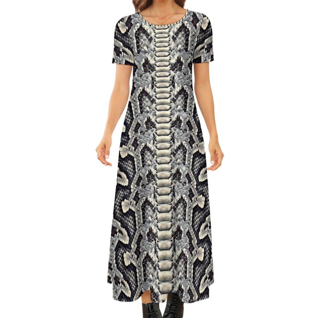 Snakeskin Dress Green and Black Python Aesthetic Bohemia Long Dresses Ladies Cute Maxi Dress Gift