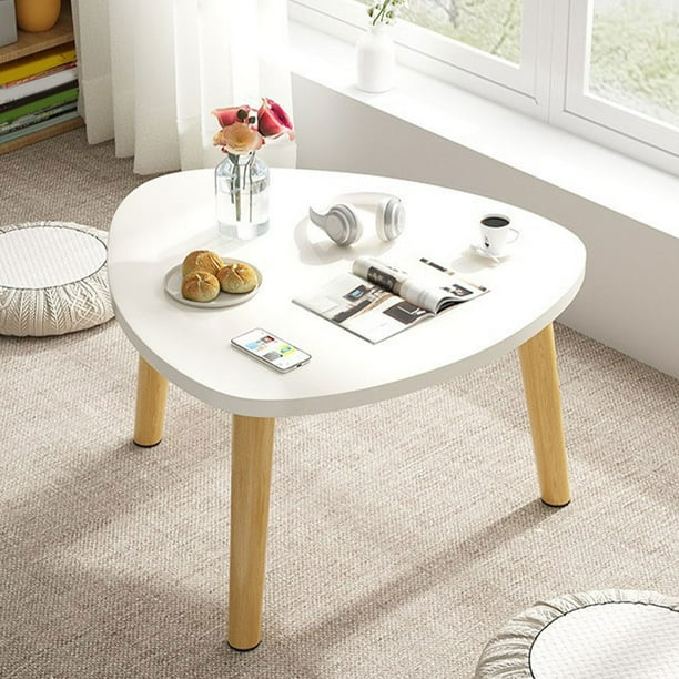 Muebles para oficina en casa Mesa de centro triangular curva Mesa de té para balcón Mesa de piso para dormitorio Mesa de alféizar de ventana concisa Mesa triangular curva de madera
