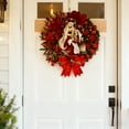 thumbnail image 5 of Small Flat Wooden Wreaths Sign Decorations 12" Christmas Wreaths for Front Door with Red Flowers Berries Christmas Balls Bows Holiday Decorations, 5 of 6