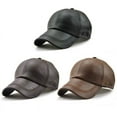 thumbnail image 2 of AkoaDa Mens Adjustable Size Baseball Cap Hat PU Leather 3 Colors Sport Hat Baseball Cap(Black), 2 of 9