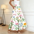 thumbnail image 2 of Maxi Skirts for Women Floral Casual Comfort A line Summer Skirts Bohemian High Waist Flowy Skirt with Pockets, 2 of 6